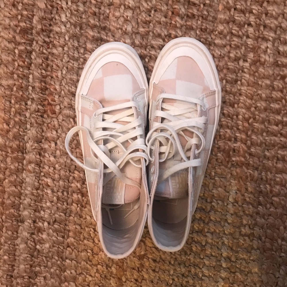 checkered high top vans